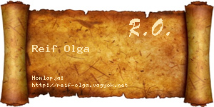 Reif Olga névjegykártya